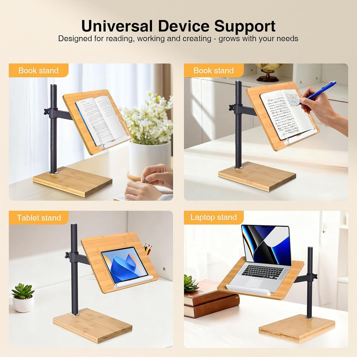 wishacc Adjustable Book Stand for Reading, Ergonomic Desktop Book Reading Sta...
