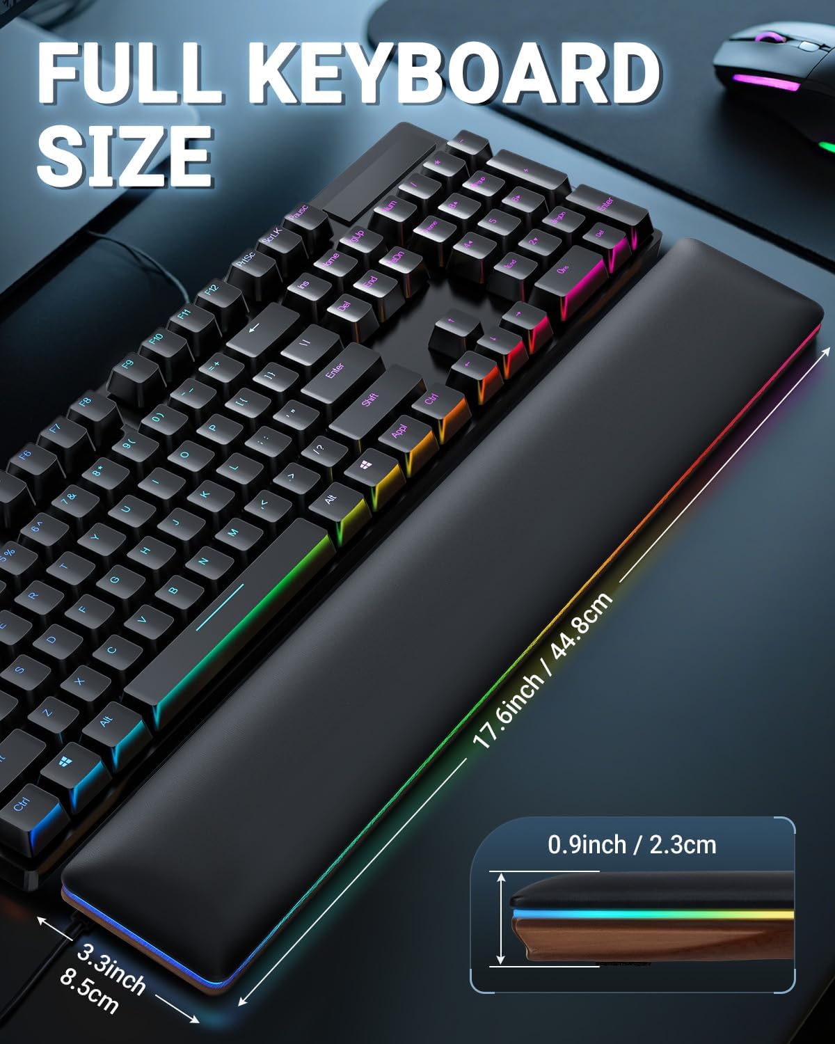 RGB Keyboard Wrist Rest, Wooden Wrist Rest for Computer Keyboards