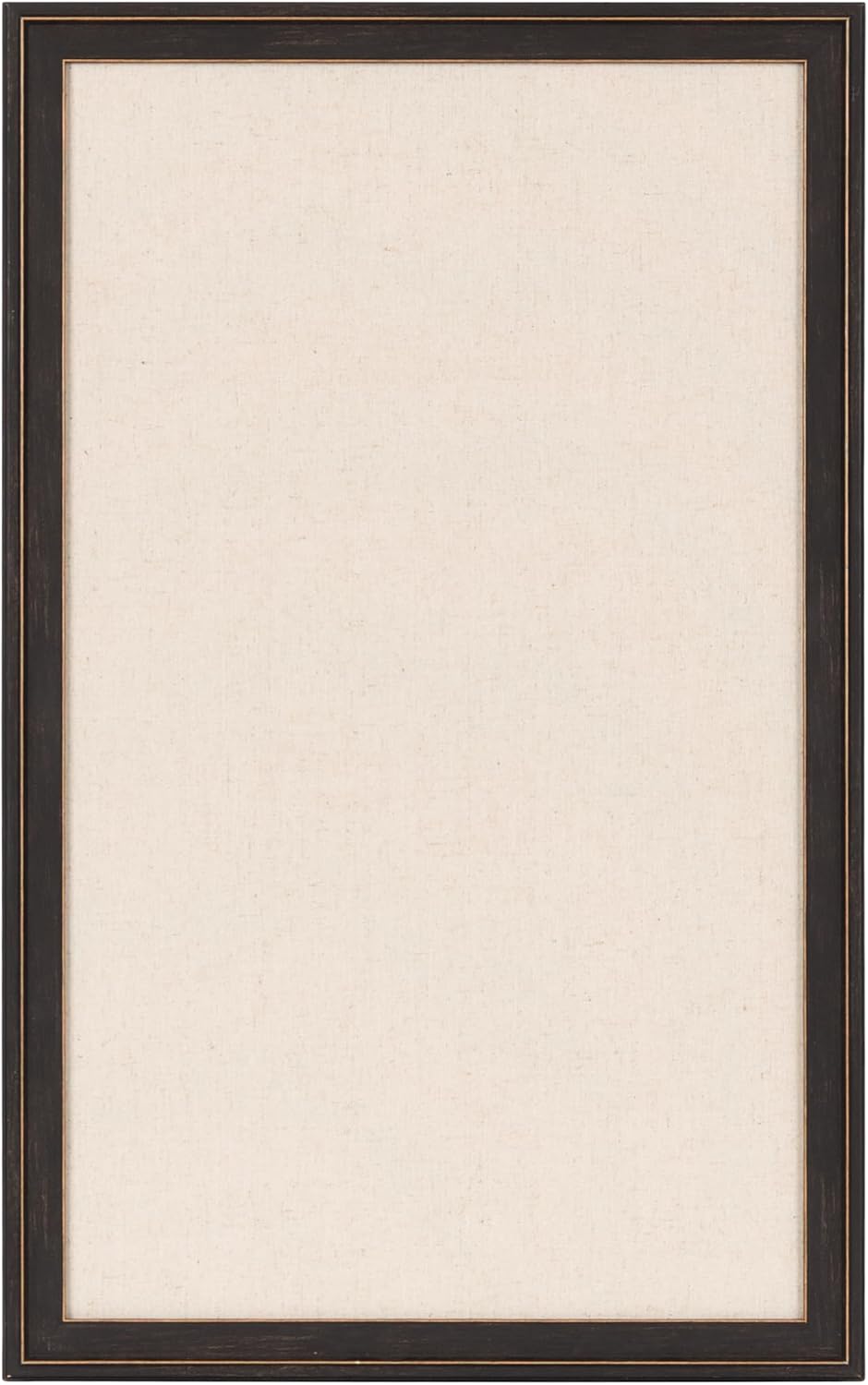Kate and Laurel Oakhurst Rectangle Framed Linen Fabric Pinboard, 15 x 24, Bla...