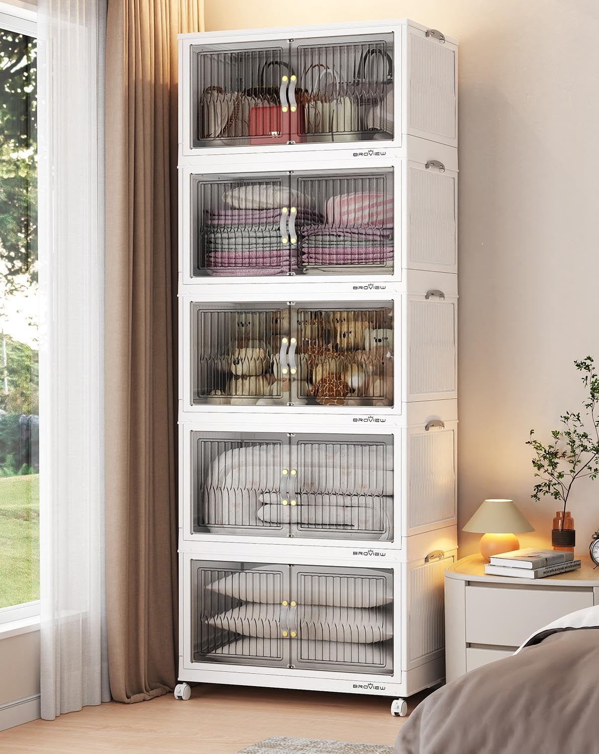 BROVIEW 400Qt Stackable Storage Bins with Lid, Extra Large Closet Organizer C...
