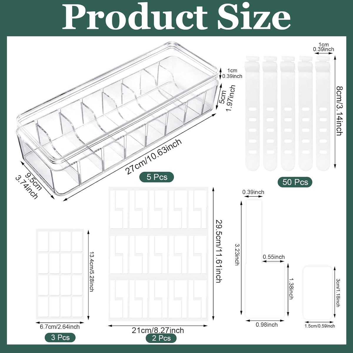 ProSuites Cable Organizer Box with Lid, 5 Pcs Clear Cord Storage Organizer wi...