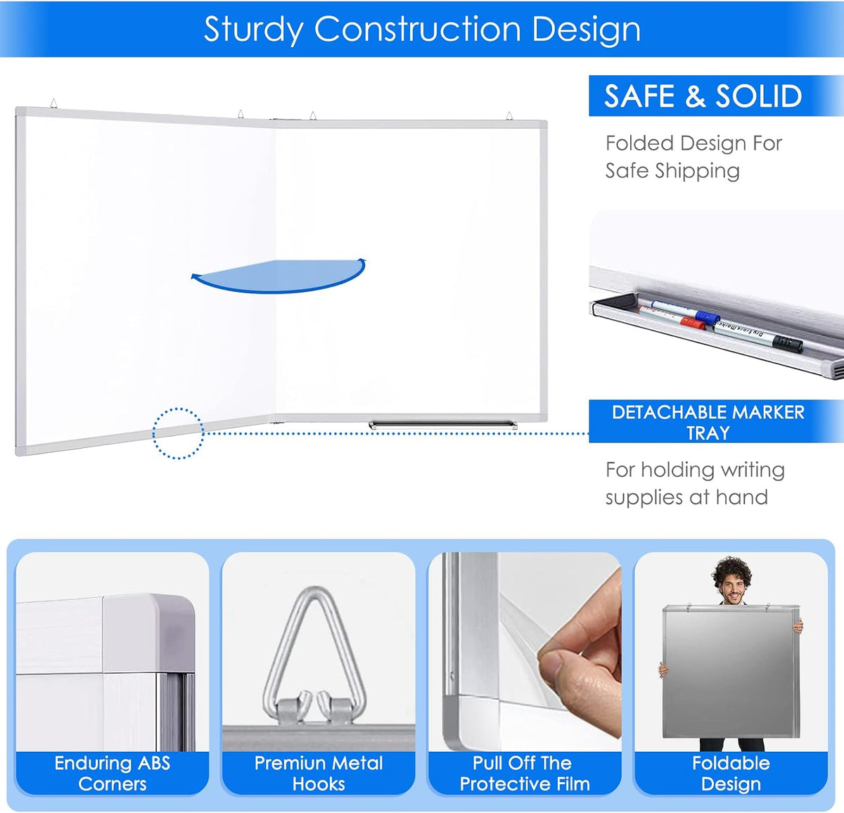 White Board Dry Erase 60x36, Maxtek Large Magnetic Whiteboard Wall Mounted