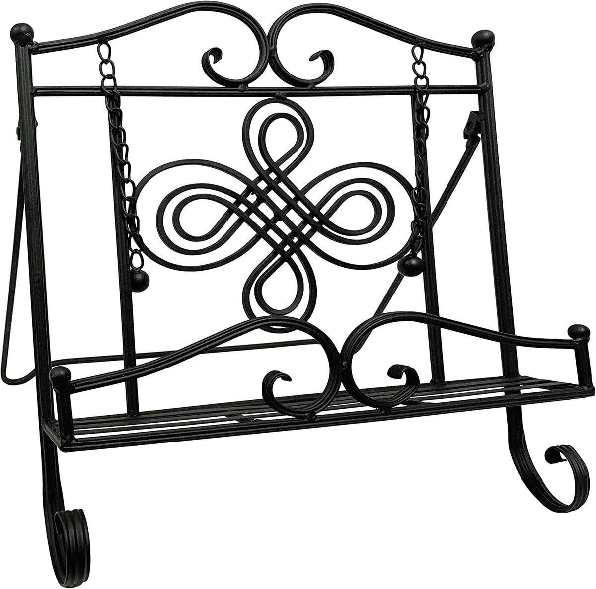 TRIPAR Swirl Design Black Metal Cookbook Stand for Cookbooks, Recipe Holders,...
