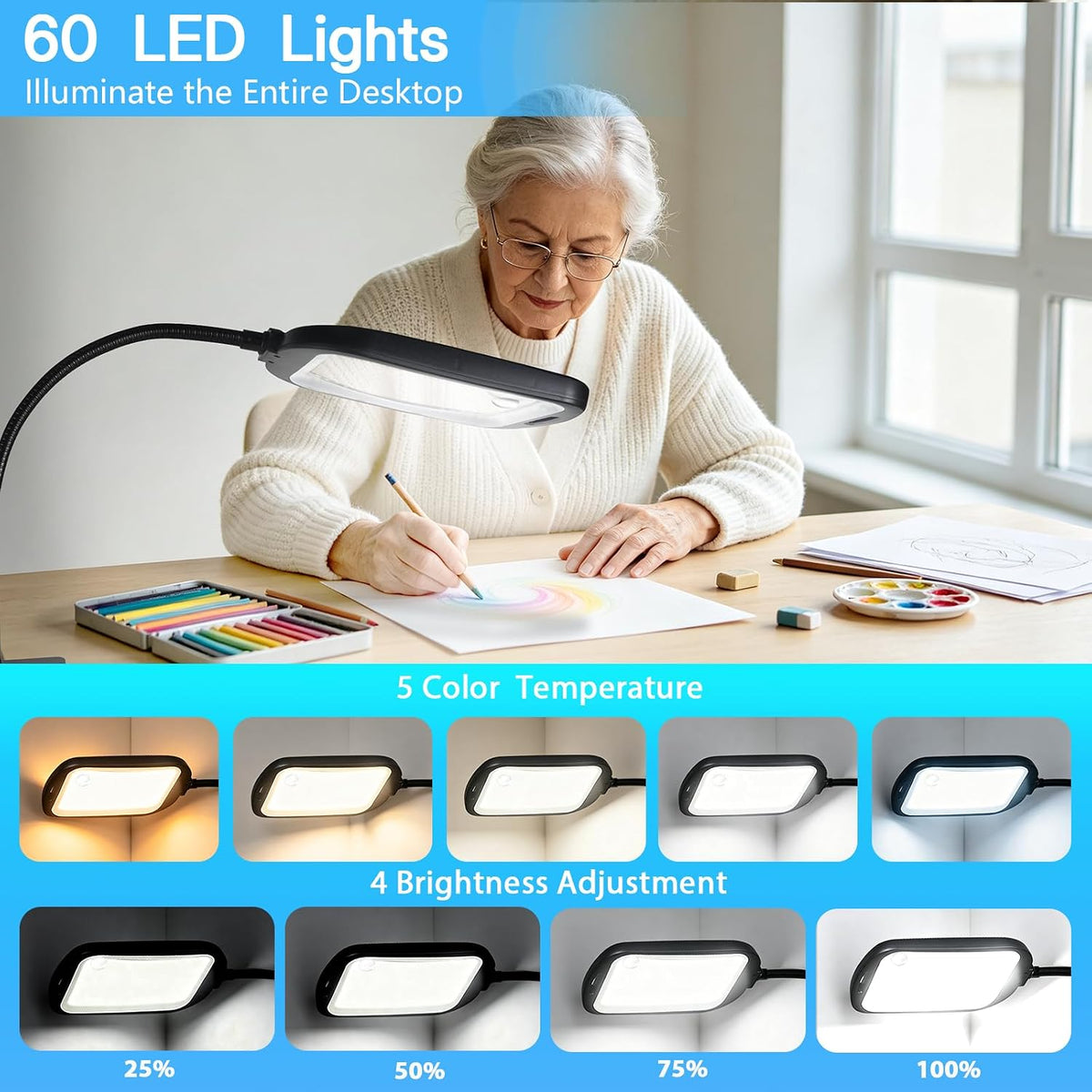 30X 10X Extra Large Floor Magnifying Glass with Light and Stand Hands Free