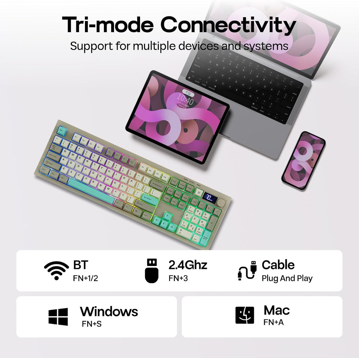 EPOMAKER Aula S102 PRO Membrane Gaming Keyboard w/TFT Screen & Volume Knob