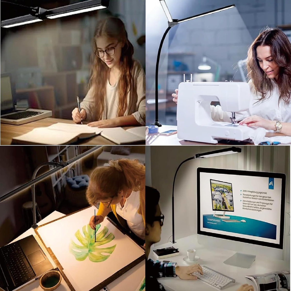 LED Desk Lamp for Home Office, Eye Caring Architect Desk Light with Clamp,50 ...