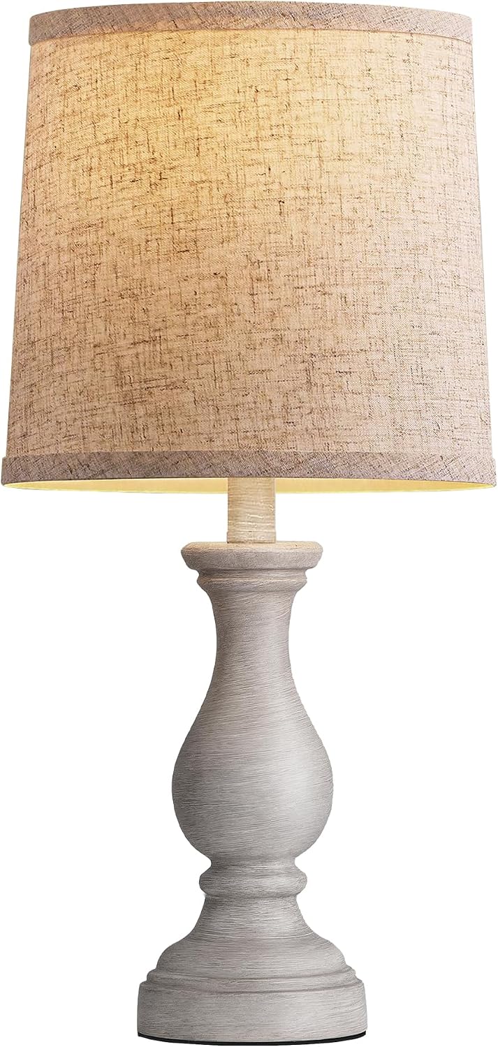 Seealle 22" Farmhouse Table Lamp, Rustic Bedside Lamp for Bedroom