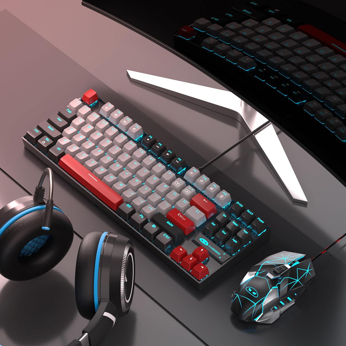 MageGee 75% Mechanical Gaming Keyboard, Blue Switch, LED Backlit, 87 Keys Com...