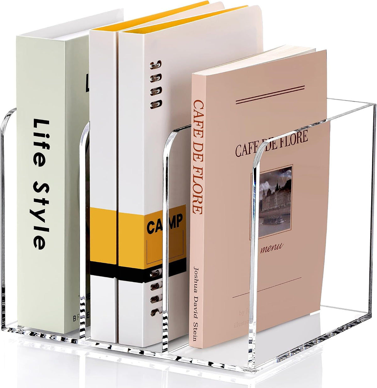 SANRUI Clear Acrylic Vertical Magazine File Organizer with 3-Slot, Clear