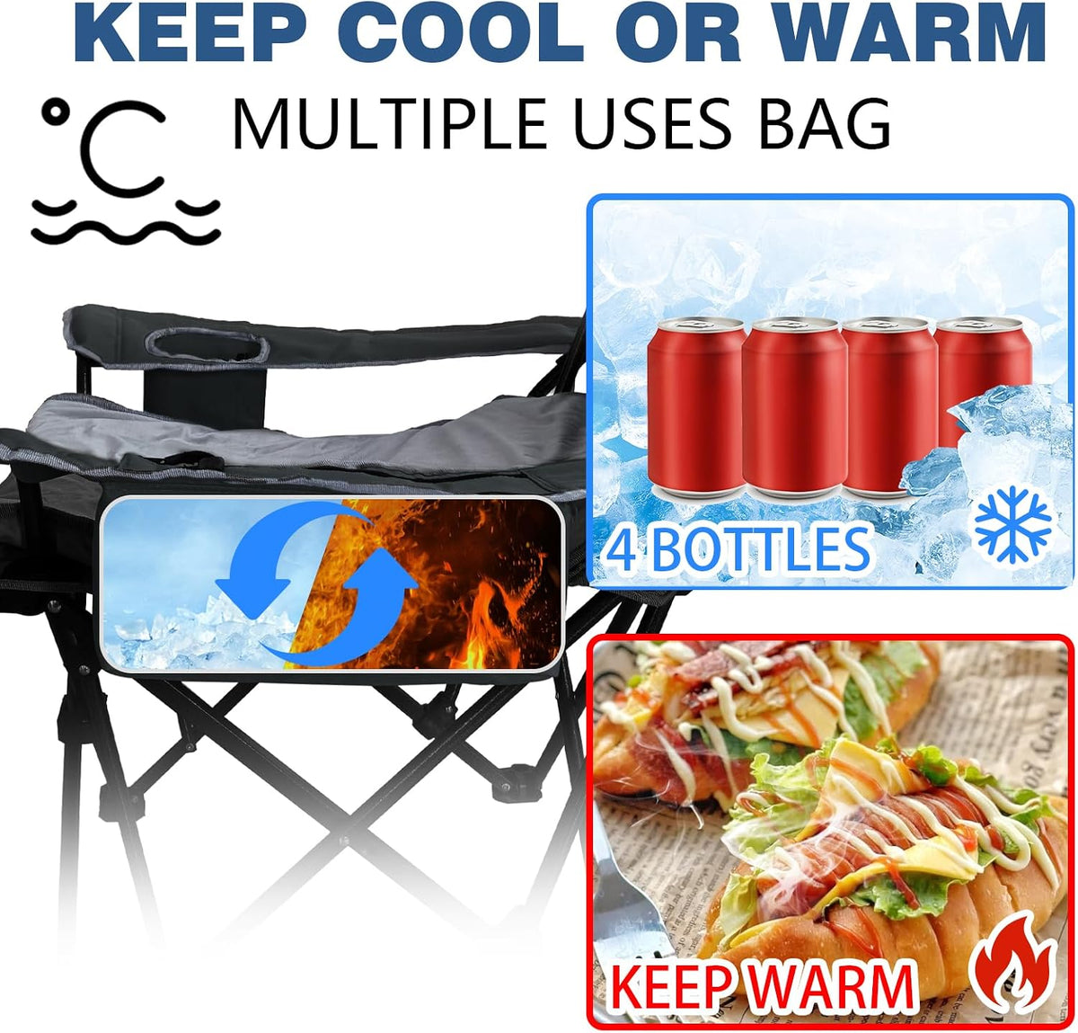 2-Pack Reclining Camping Chair 4 Position with Foot Rest Comfortable for Adul...