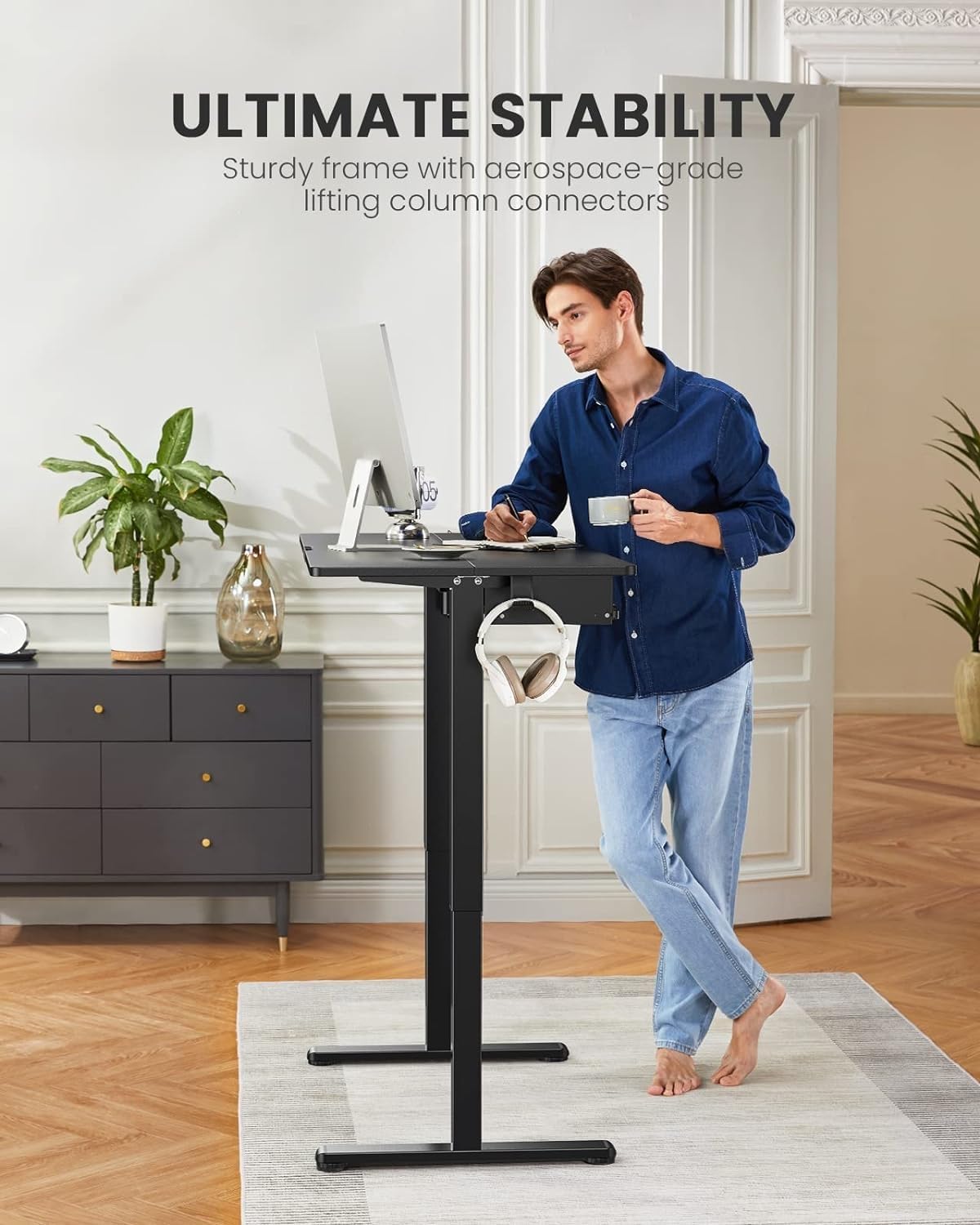 ErGear Electric Standing Desk with Keyboard Tray, 44x24 Inches Adjustable Hei...