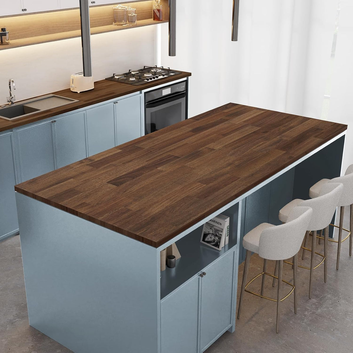Howizz 55 x 28 in. Solid Wood Table Top, Dark Walnut Stained Acacia Desktop f...