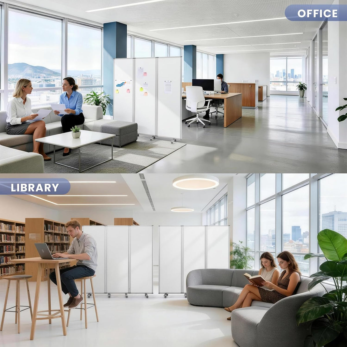 MAKELLO Office Partition 71"x71", Cubicle Room Divider on Wheel, Wh...