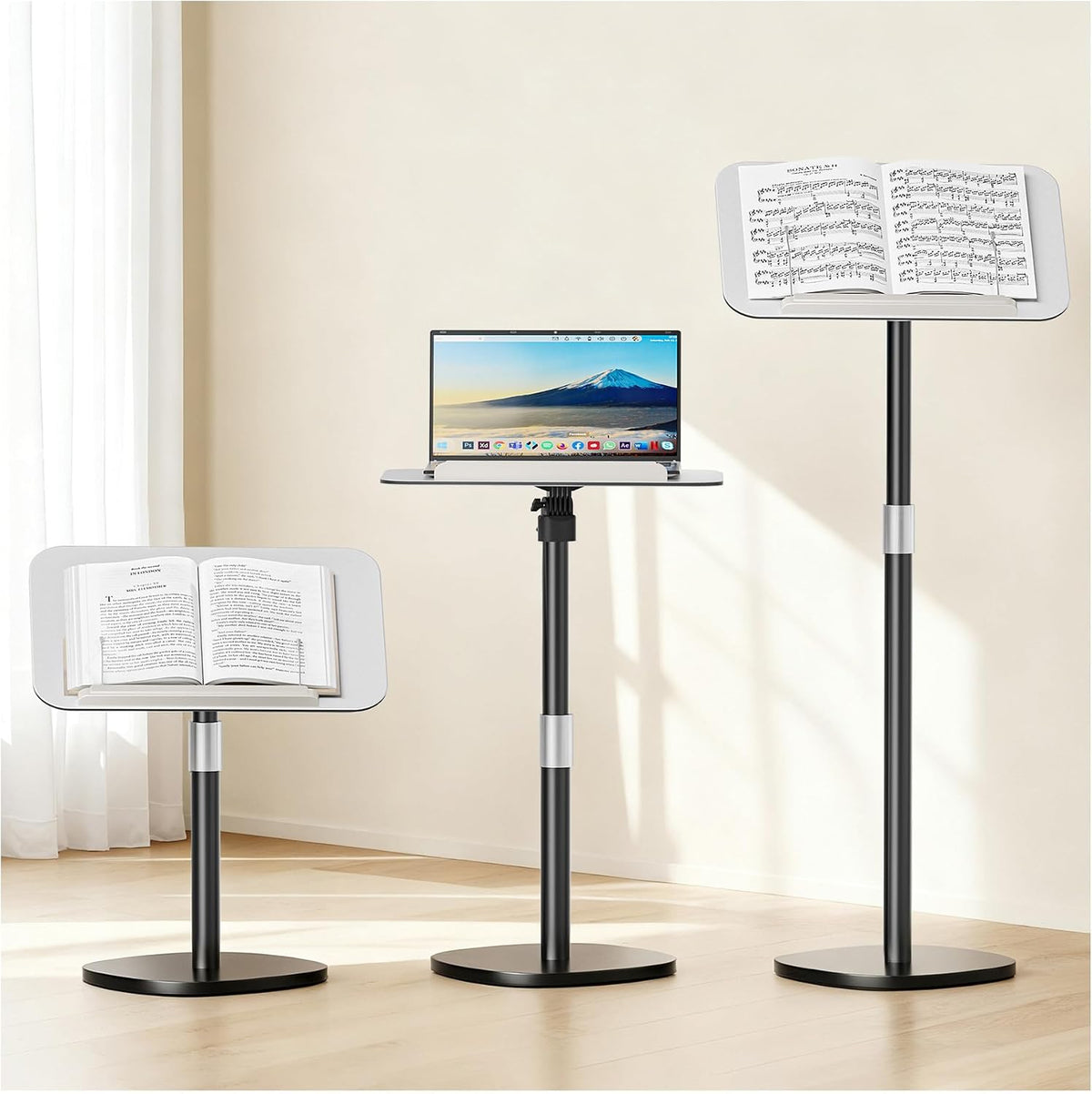 Floor Book Stand for Reading, Height Adjustable 26”-56”Music Stand