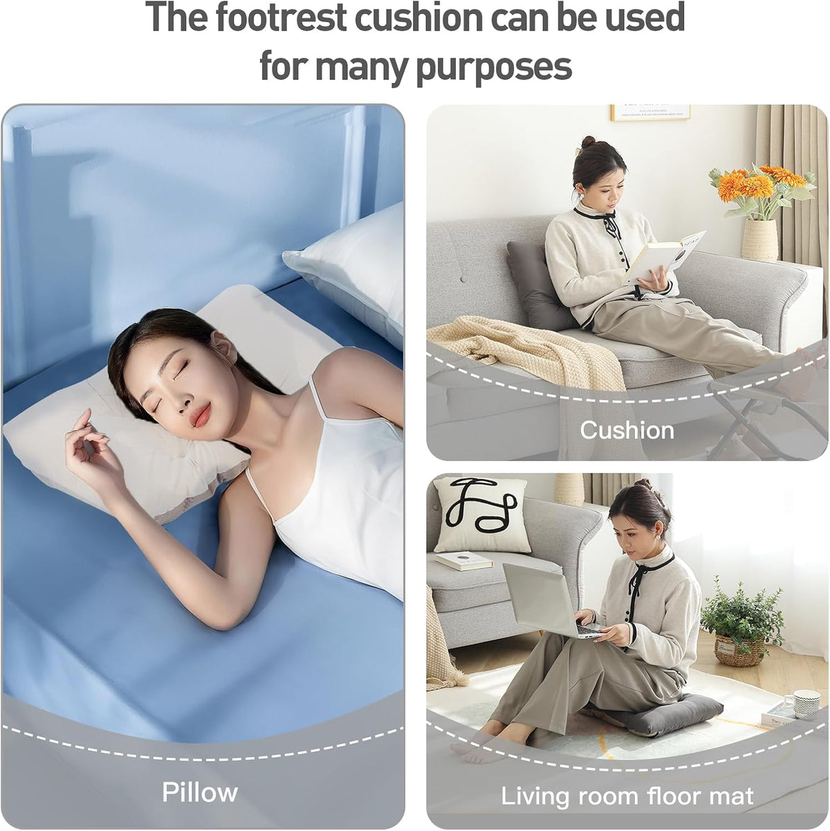 LITA Folding Ottoman, Upholstered Folding Foot Rest Stool for Living Room