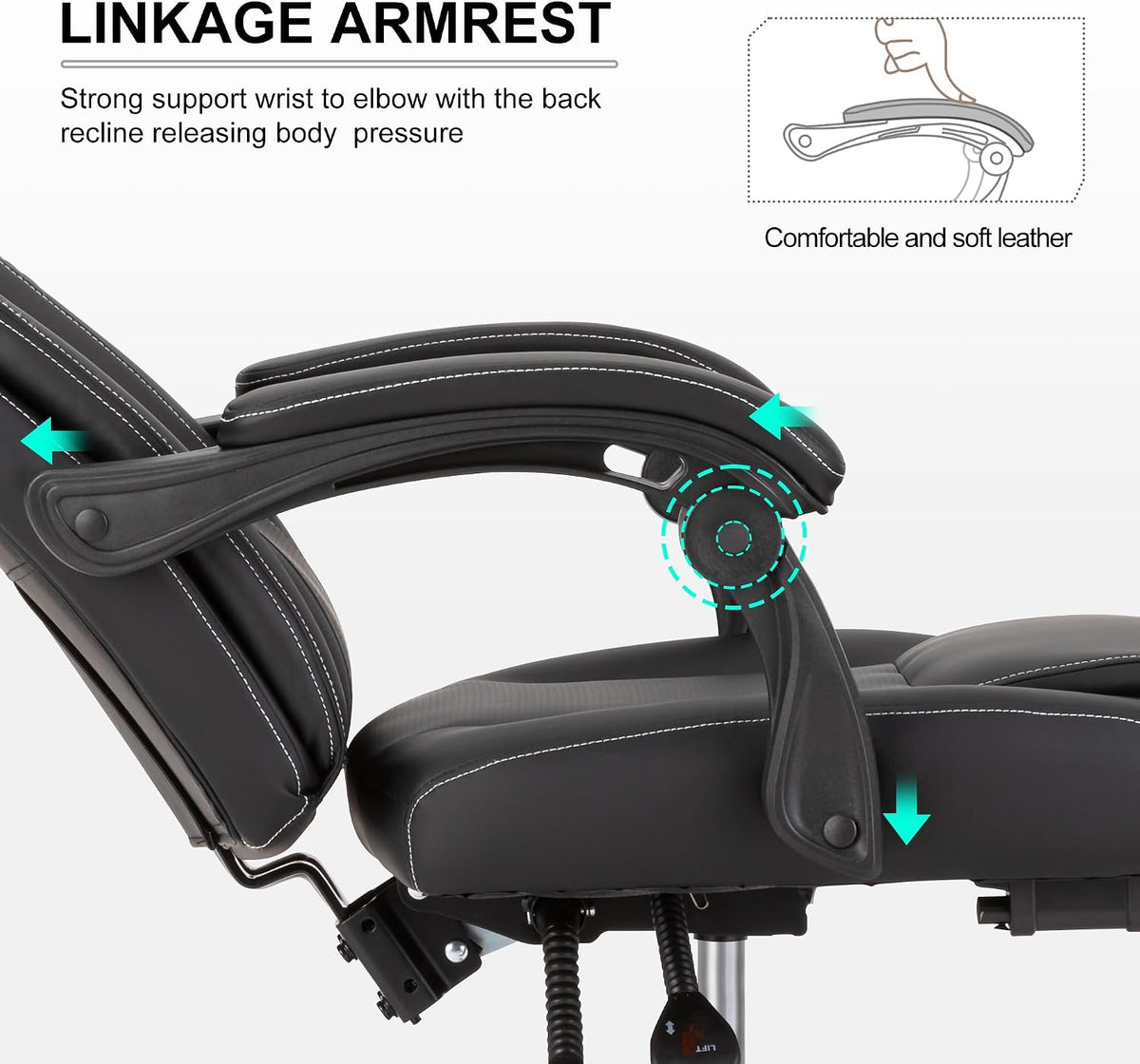 Reclining Office Chair with Footrest,Ergonomic Home Office Desk Computer Chai...