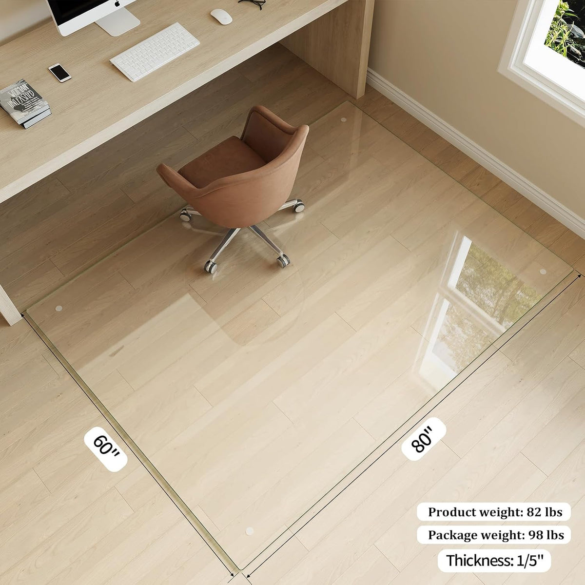 Koonmi 60" x 80" Office Chair Mat for Hardwood Floors & Carpets