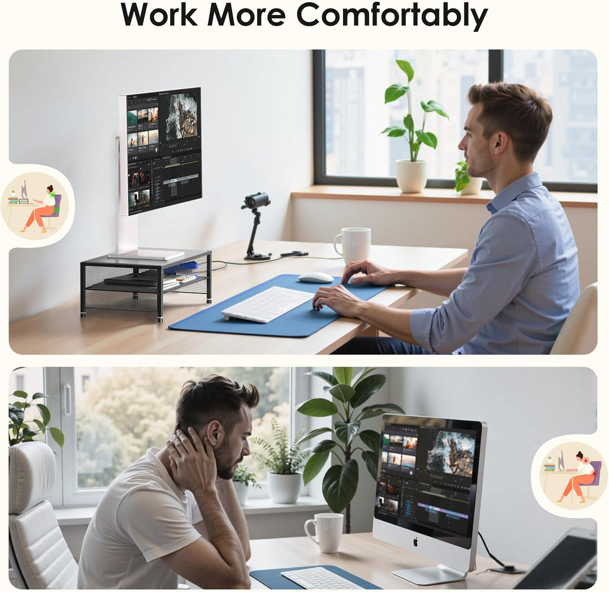 ECOLOVI 2-Tier Computer Monitor Stand Riser, Printer & Laptop Stand, Offi...