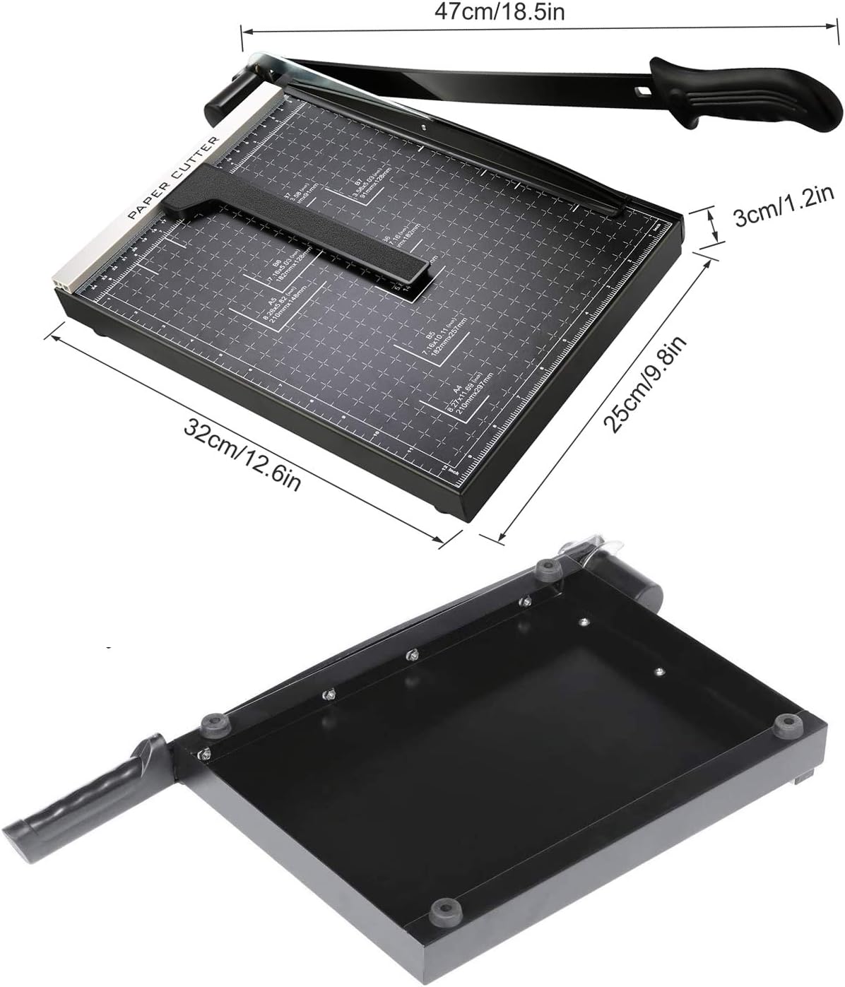 A4 Paper Trimmer Cutting Capacity 12 Sheets for Office School Craft Paper Black