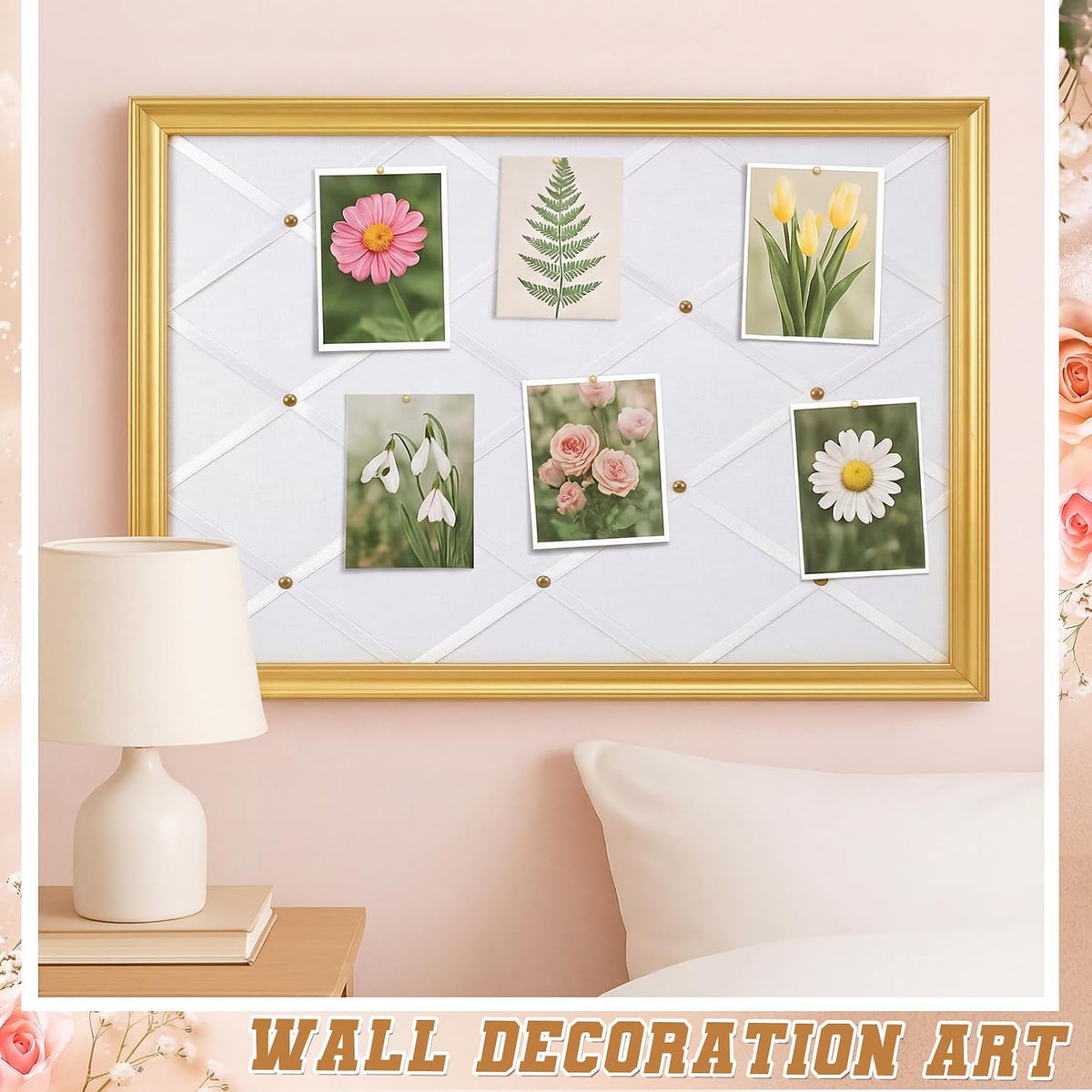 DoubleFill White Bulletin Board 21"×27" Linen Fabric Decorative Boa...