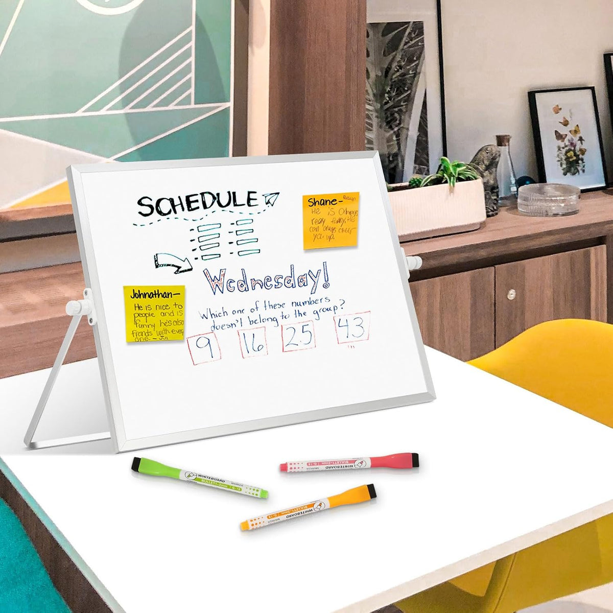 Double-Sided Magnetic White Board with Stand, 16" x 12" (Pack of 2)