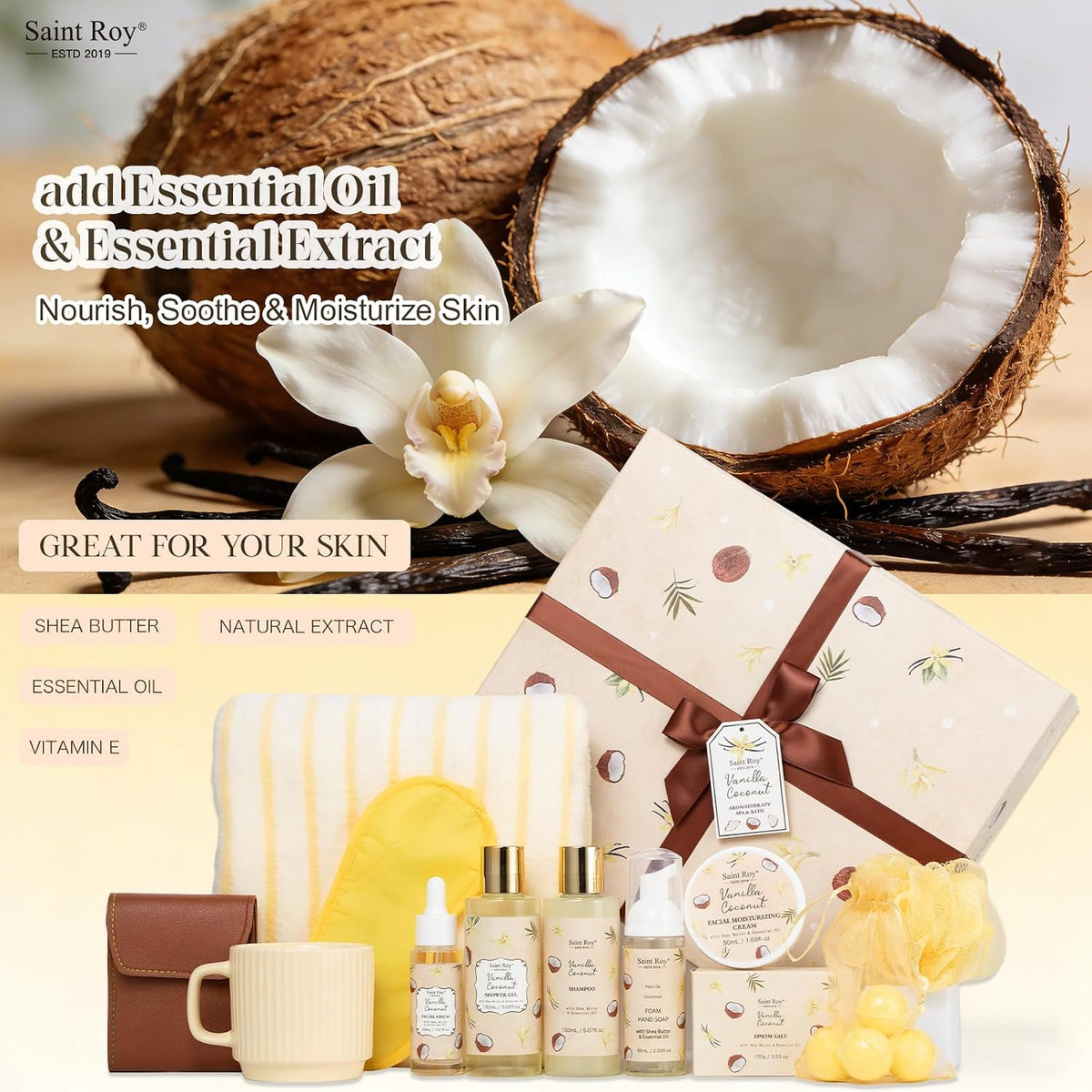 Get Well Soon Gifts Baskets, Coconut Spa Self Care Package After Surgery