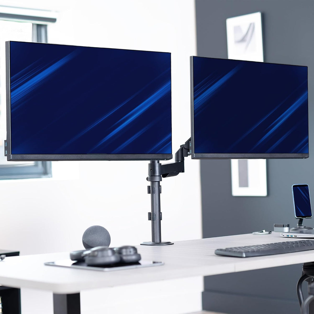 VIVO 17 to 32 inch Dual Mechanical Monitor Mount, 2 Tension Spring Arms, Adju...