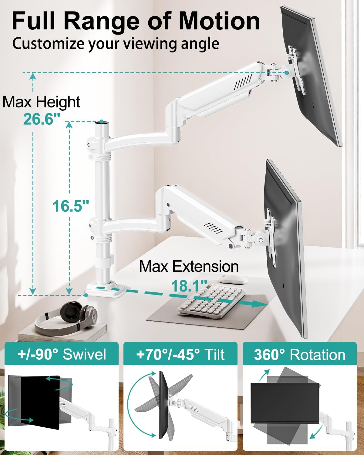 Dual Monitor Stand for 2 Screens up to 32 inch, Vertical Stacked Dual Monitor...