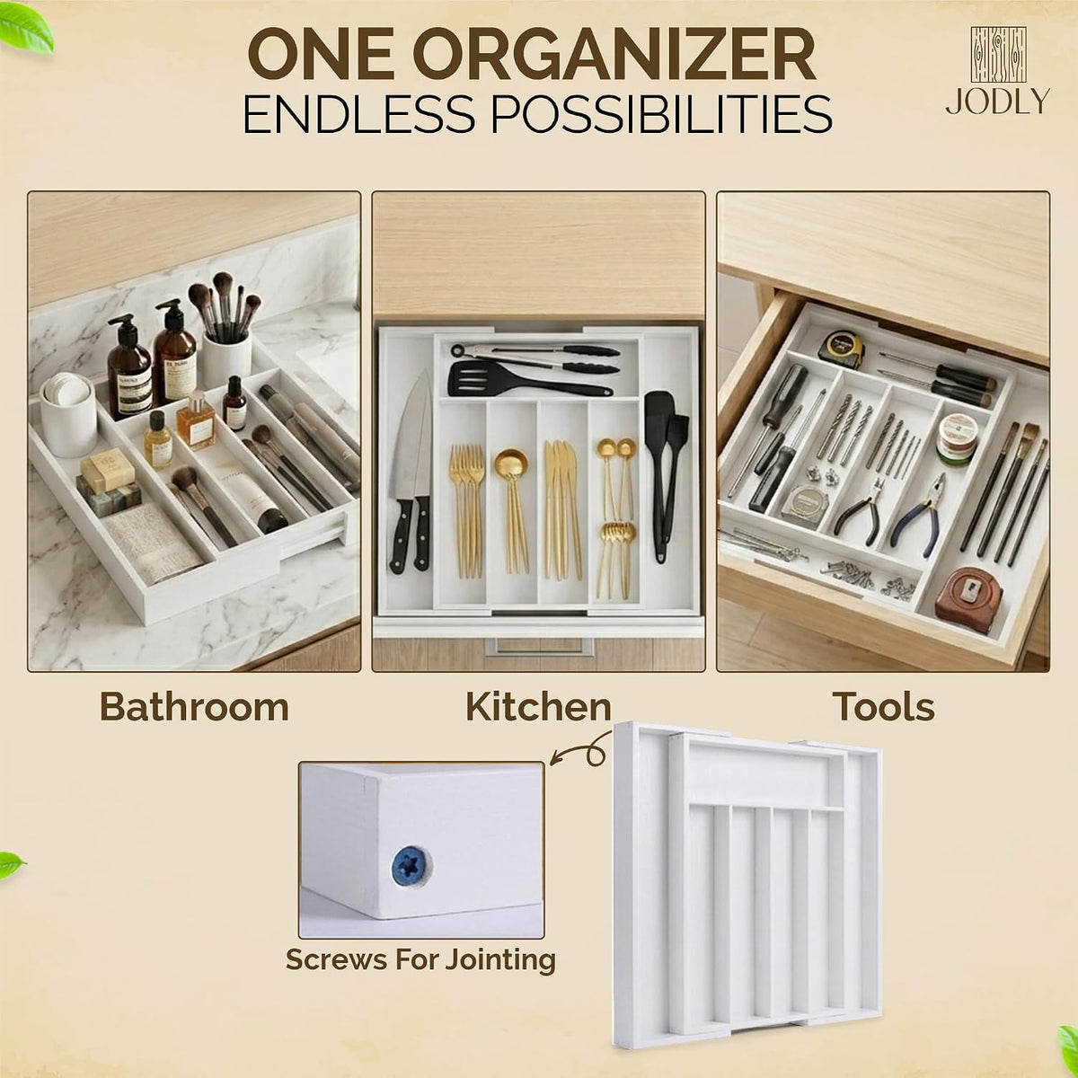 Bamboo Kitchen Utensil Drawer Organizer for Silverware | 100% Natural Expanda...