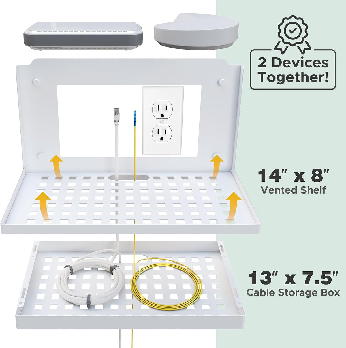 VICSKY 14-inch Wall Mount Router and Modem Shelf with Cable Management