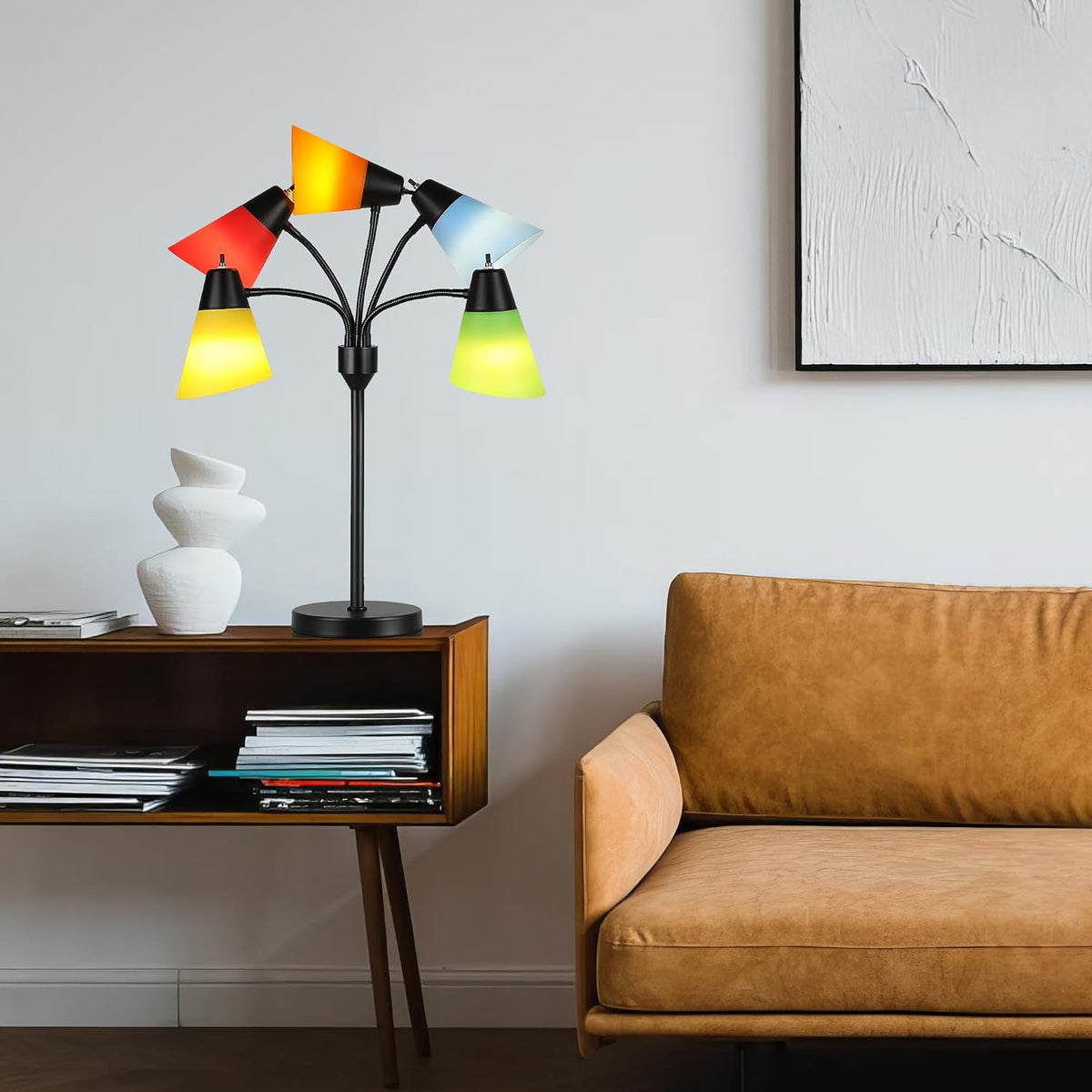 Medusa Bedside Table lamp for Bedroom,Modern Multi Head 5 Shade Lamps, Adjust...