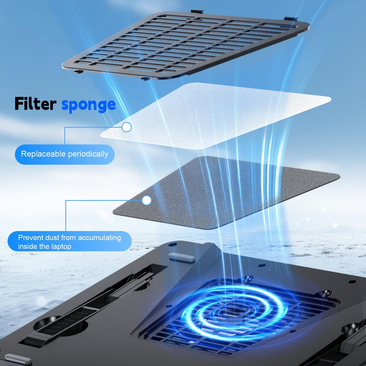 IETS GT600 Laptop Cooling Pad Equipped with Gigantic Turbo-Fan(5.5inch Diamet...
