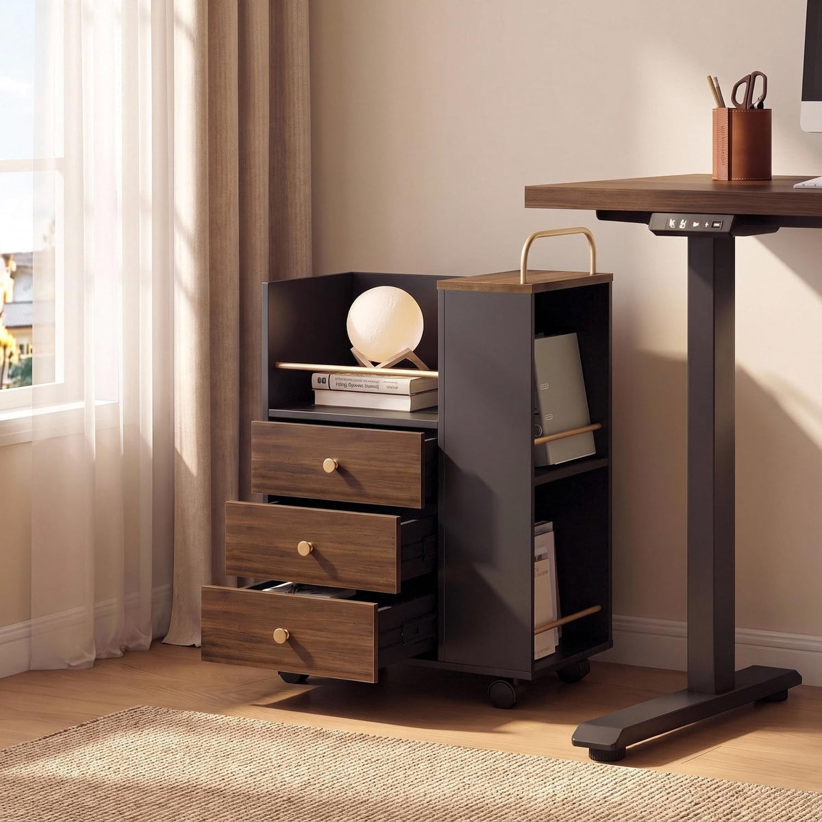 ModernMate Mobile File Cabinet Under Desk with 3 Drawer & Lockable Wheels
