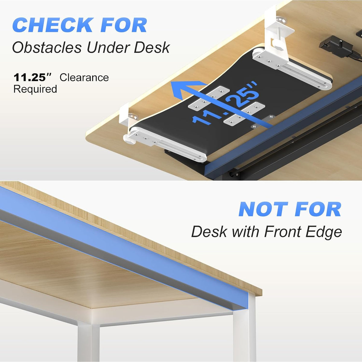 suptek Keyboard Tray Under Desk Pull Out with C Clamp Mount, Computer Keyboar...