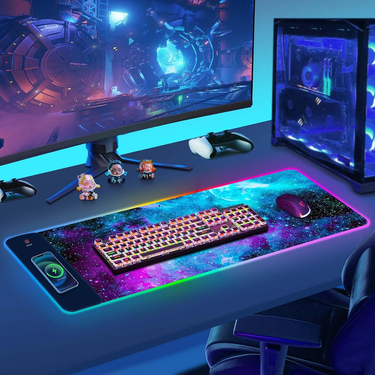 ToLuLu Wireless Charging RGB Gaming Mouse Pad,15W LED 30W Charger Mouse Mat