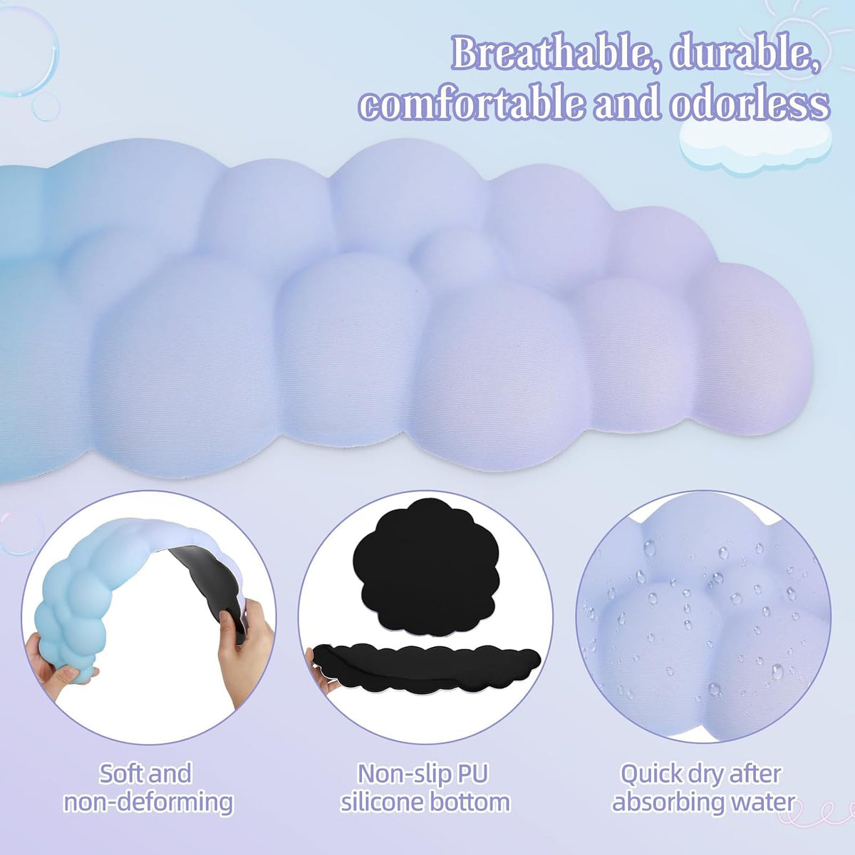 Cloud Mouse Keyboard Wrist Rest:Cute Wrist Rest Set -Ergonomic Memory Foam Wr...