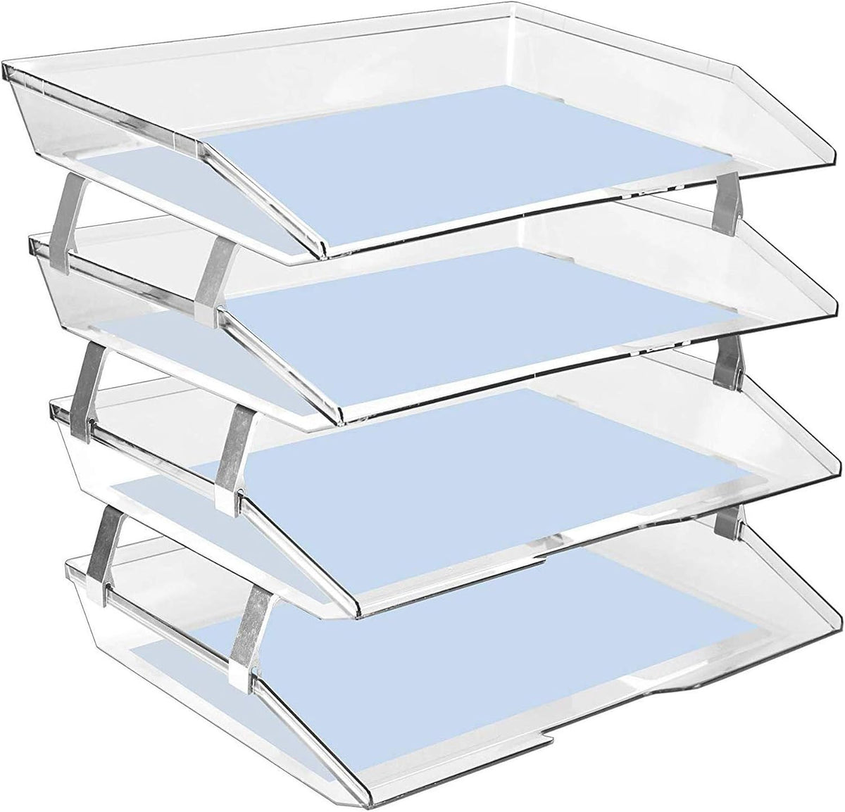 Acrimet 4-Tier Paper Letter Tray, Desk File Organizer, Plastic, Clear