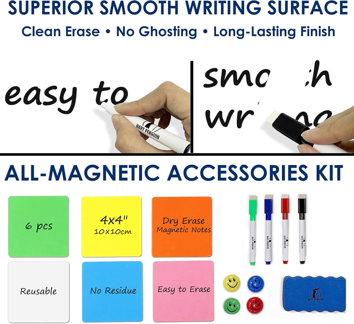 Whiteboard Set, 24x18 in White Board Dry Erase for Wall with Magnetic Notes