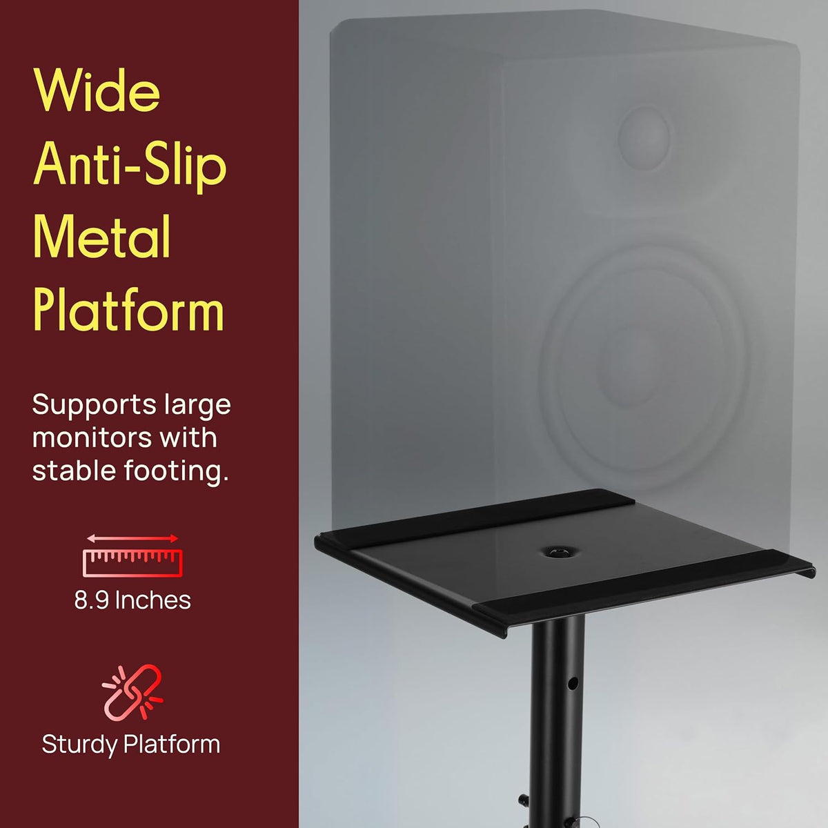 Pyle Adjustable Speaker Stand Pair – Dual Studio Monitor Tripod with Metal Ba...