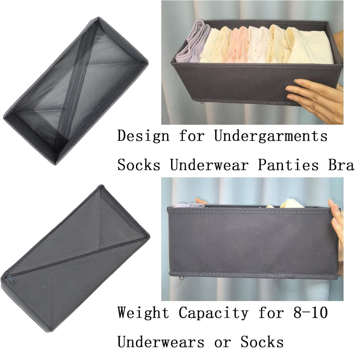 Bructhun Sock Drawer Organizer 9 Pack - Collapsible Fabric Storage Bins for U...