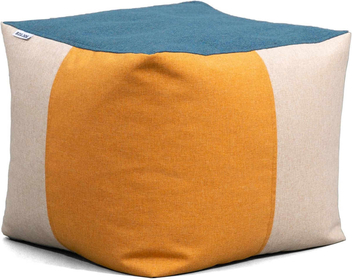 Big Joe Square Ottoman Weatherproof Bean Bag Footrest, Sunset Block Intertwis...