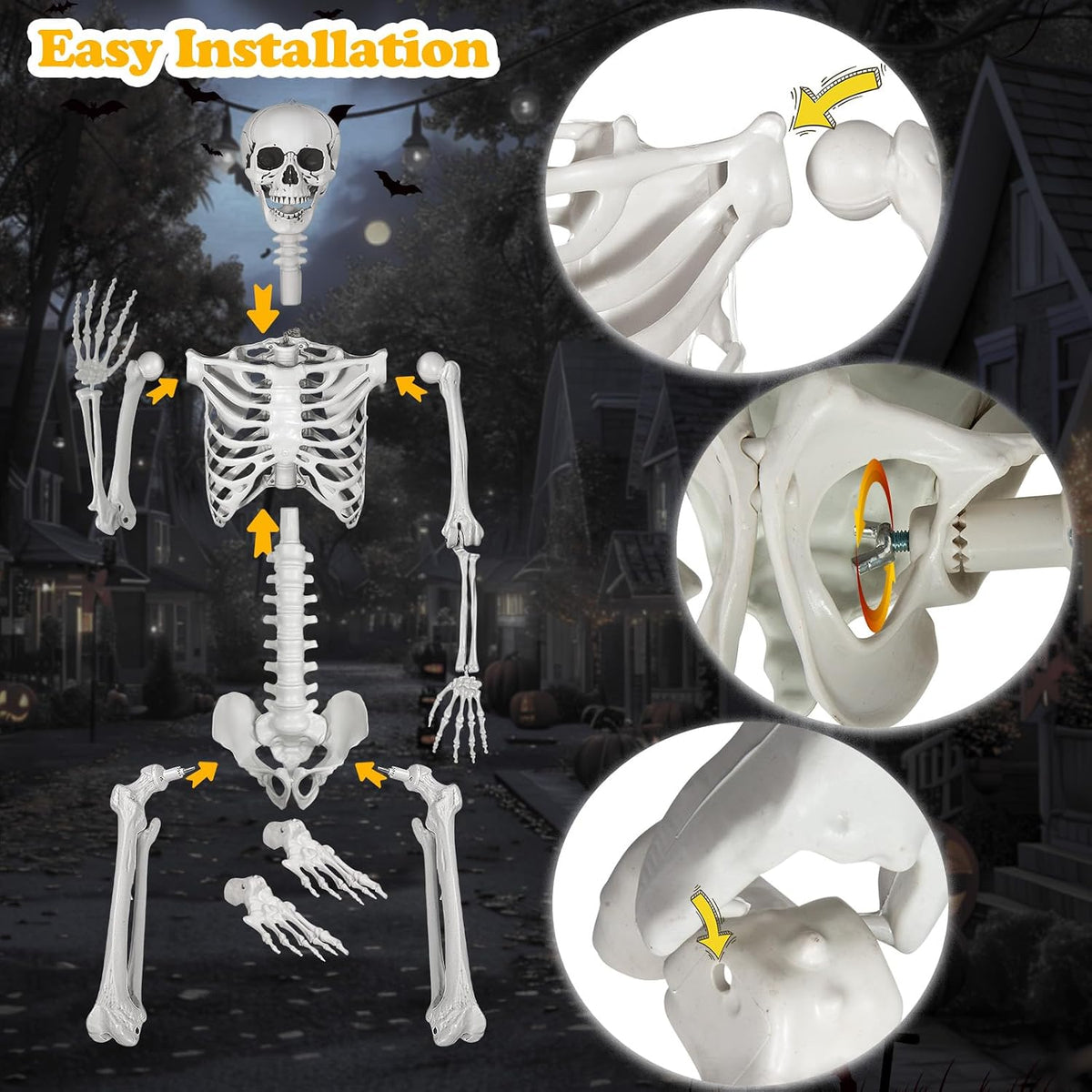 7.9ft Halloween Giant Skeleton, Tall Outdoor Skeleton with Full Body Posable ...