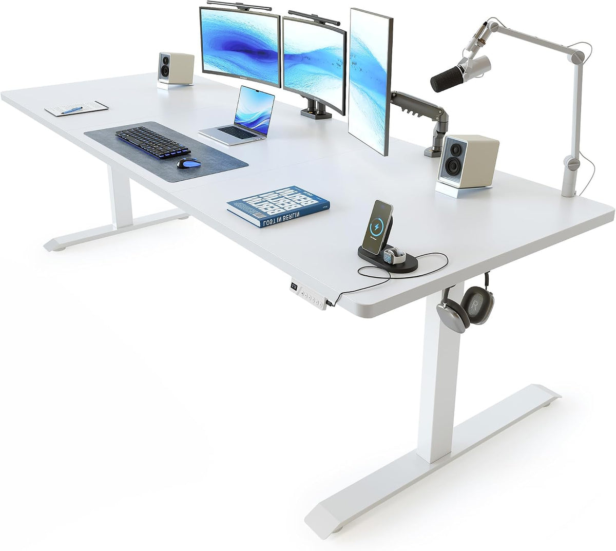 FEZIBO Standing Desk 83 × 37 Inch Electric Height Adjustable, White