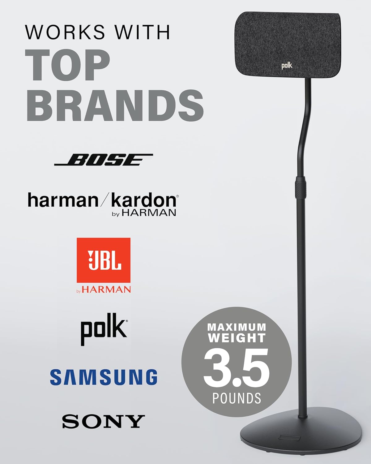 SANUS Height Adjustable Speaker Stands for Satellite & Bookshelf Speakers