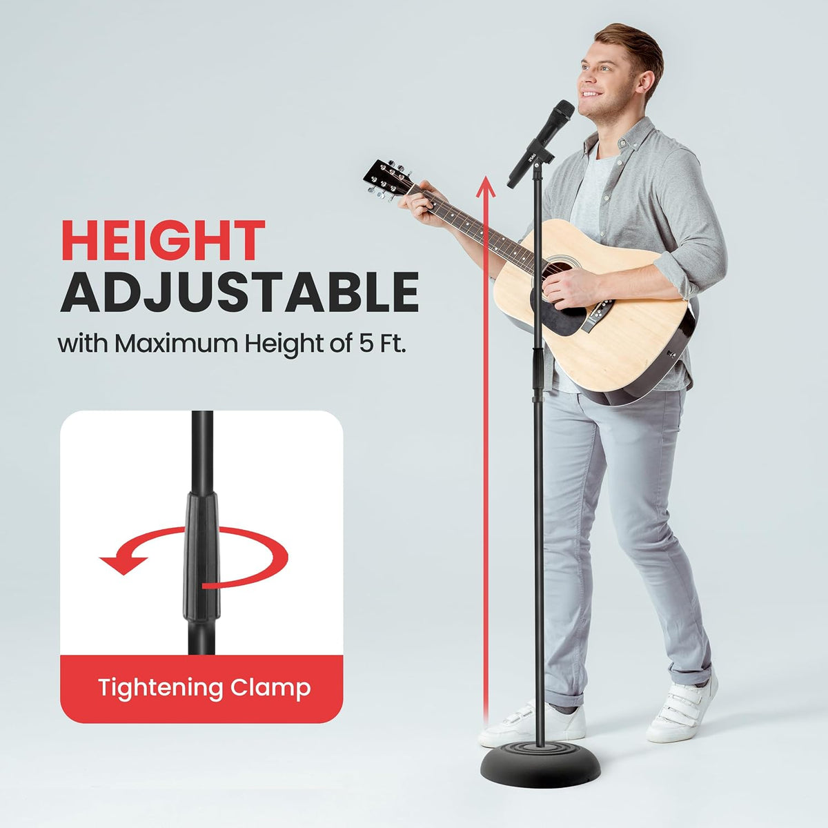 Pyle Universal Microphone Stand - Handheld Mic Compatible, Heavy Compact Base...