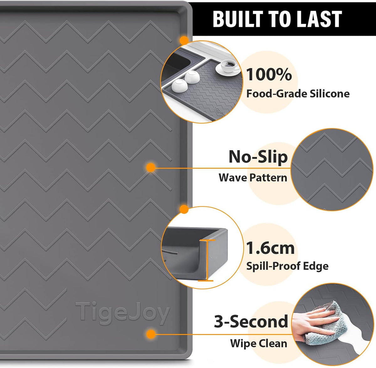 TigeJoy Under Sink Mats for Kitchen Waterproof 31" x 22", Cabinet L...