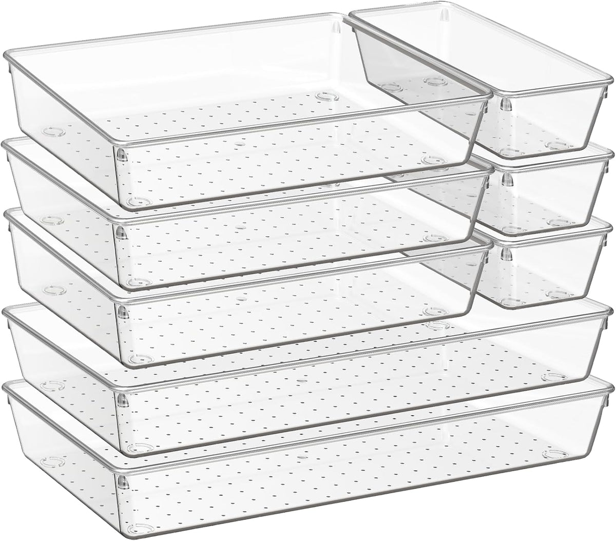 Criusia 8 Pack Drawer Organizer for Kitchen Gadgets, Large Clear Plastic Draw...