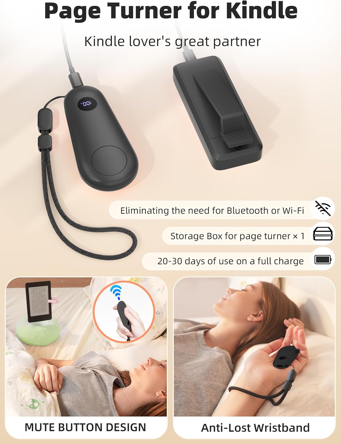 VOLTIFYMAX Magnetic Pillow Holder with Page Turner, 360° Adjustable Phone Hol...