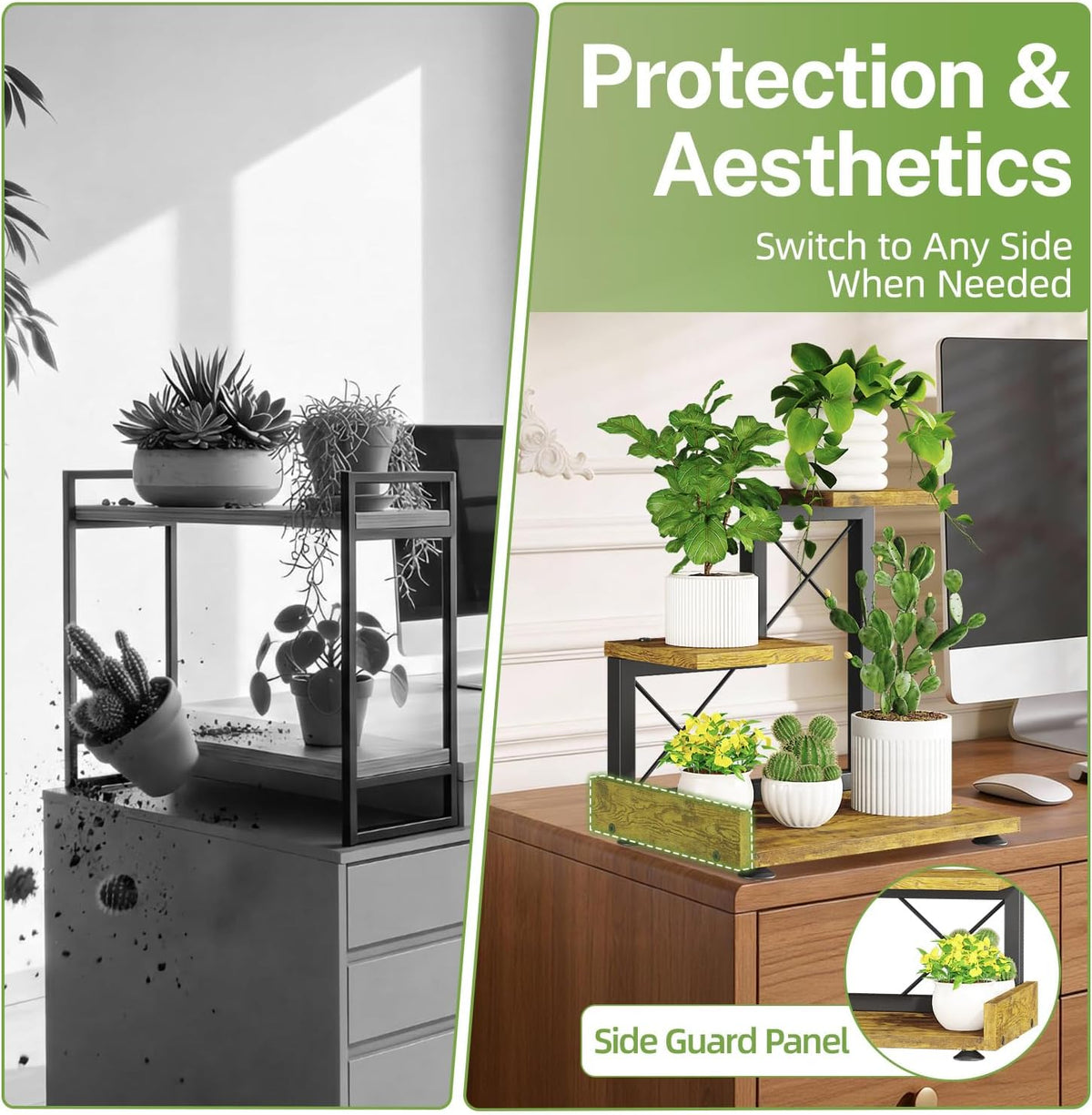 iDavosic.ly Table Top Small Plant Stand, Succulent Holder for Desk, Brown