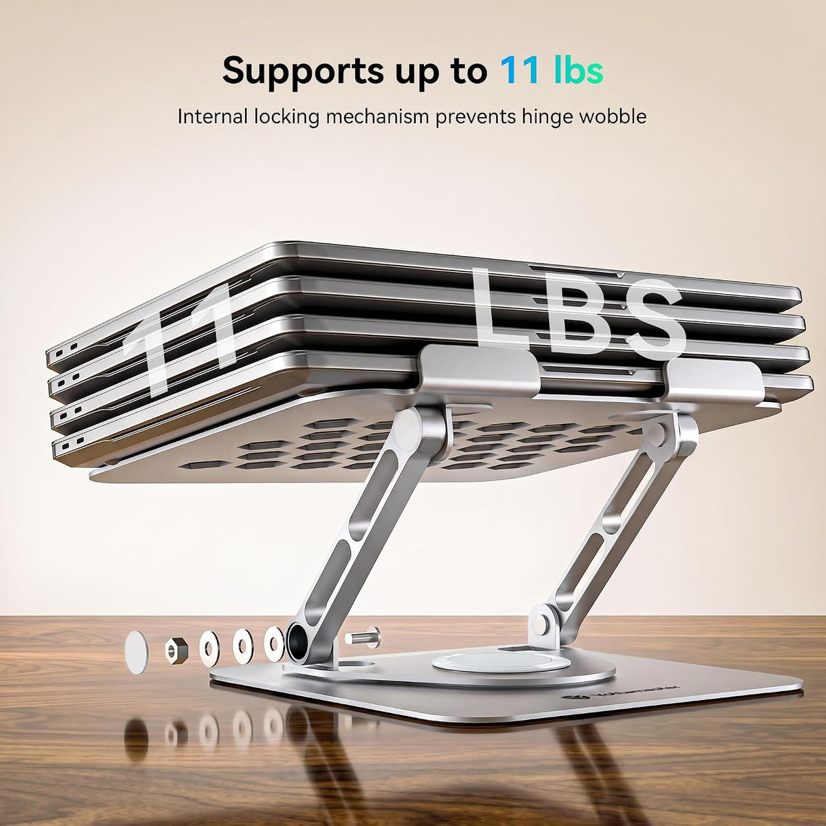 Yottamaster Adjustable Laptop Stand, 360° Rotating Aluminum Silver